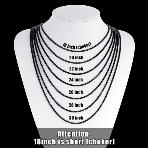 Miniatura 6 de Fiusem Cadena de caja de tono plateado para hombres, collares de cadena para hombres, mujeres y niños, 22.5340.197 in