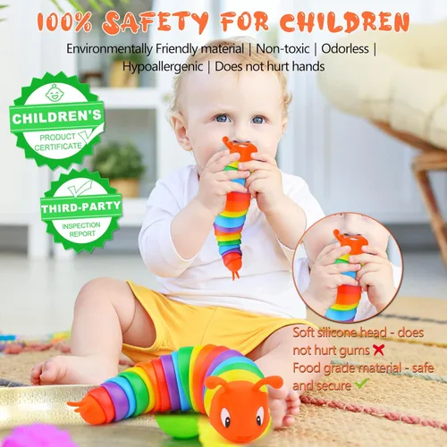 Miniatura 2 de Cevioce Juguetes para la ansiedad con forma de babosa, juguetes sensoriales para niños y adultos, 1 unidad de juguetes sensoriales para niños