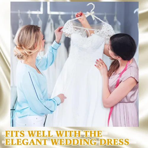 Miniatura 3 de Threan 20 piezas de 16 pulgadas de perlas con cuentas de ropa con lazo de lazo de metal elegante ropa estándar para mujer, novia, vestido de boda