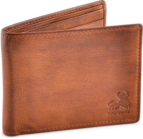 Miniatura 2 de Carteras plegables con bloqueo RFID para hombres con 2 ventanas de identificación cartera de cuero de grano completo de gran capacidad Marrón Rustic