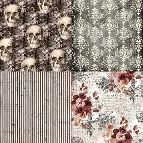 Miniatura 2 de Álbum de recortes de puntos con tema de feliz Halloween, papel de álbum de recortes, papel de castillo silencioso, para hacer tarjetas, fondo
