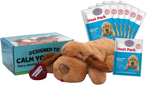 Snuggle Puppy - Juguete original para cachorros con pulso y paquete de calor de sensación real, ayuda calmante para dormir para la ansiedad del