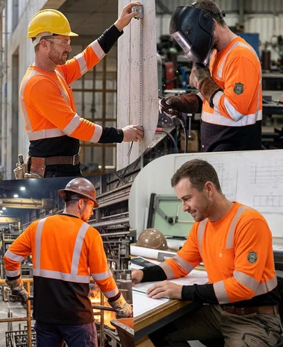 Miniatura 7 de BOCOMAL FR Tee Shirts High Visibility/Hi Vis Flame Resistant/Fire Retardant Shirt 7oz Reflective Hombres Seguridad Camisas Camiseta naranja/negra/Hi