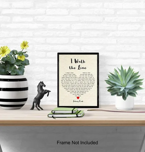 Miniatura 4 de Póster Johnny Cash – Letra de canción de 8 x 10 pulgadas «I Walk The Line», regalo para fanáticos de la música country, Nashville, Grand Ole Opry