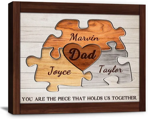 Miniatura 13 de Eternalart Regalos únicos para papá, abuelo, esposo de hija, hijo, esposa, impresiones en lienzo personalizadas con nombres de niños para padre