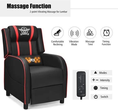Miniatura 7 de POWERSTONE Silla reclinable para juegos, sillas reclinables para adultos, sofá ergonómico de cuero con reposapiés, soporte lumbar, reposacabezas