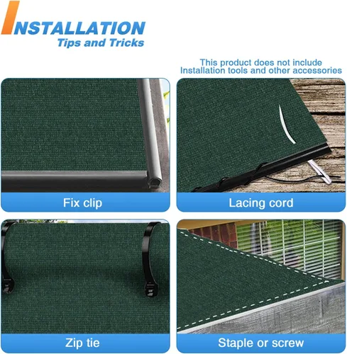 Miniatura 5 de TANG Rollo de tela para sombra solar, 8 x 35 pies, tela de sombra para jardín, color verde oscuro, malla de HDPE, cubierta de pérgola, toldo