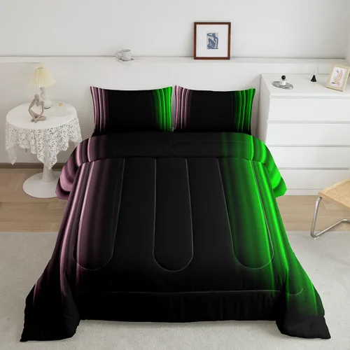 Miniatura 34 de Feelyou Juego de edredón geométrico degradado para adolescentes, tamaño individual, para niños y mujeres, azul, rojo y negro, juego de ropa de cama