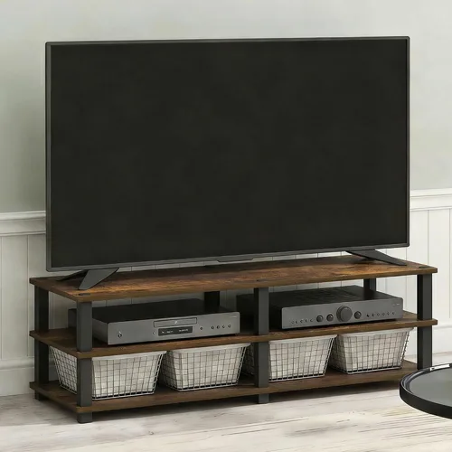 Miniatura 16 de Furinno Turn-N-Tube - Soporte de impresora con almacenamiento, mesa de impresora de 2 niveles, soporte de impresora debajo del escritorio, para CPU