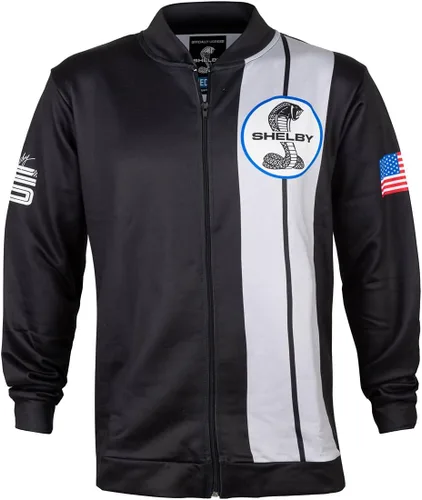 Shelby American Black - Chaqueta deportiva de dos rayas | Rendimiento, secado rápido, tela que absorbe la humedad | Producto oficial