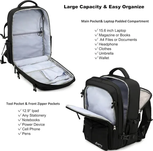 Miniatura 2 de Mochila de viaje AO ALI VICTORY para mujeres y hombres, mochila para portátil de 15.6 pulgadas, mochila grande para la universidad, mochila