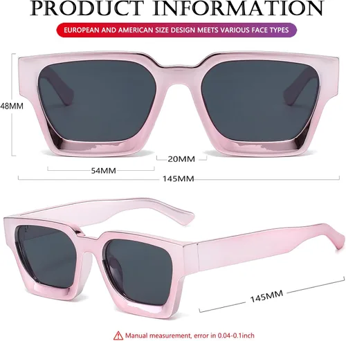 Miniatura 136 de AIEYEZO Gafas de sol cuadradas para mujeres y hombres, gafas de sol cuadradas con montura gruesa, estilo de diseñador simple