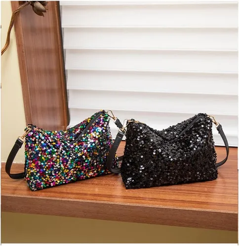 Miniatura 4 de Bolso de noche para mujer, bolso cruzado de noche con lentejuelas, elegante bolso de mano con purpurina para mujer, boda, graduación, fiesta