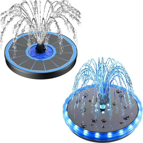 SZMP Fuente solar de 3.5 W 2023 mejorada y bomba de fuente solar de 4 W para baño de pájaros, bomba de fuente solar con boquilla 7 en 1, 4 tubos