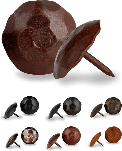 Miniatura 8 de Paquete de 25 clavos decorativos de 1,25 pulgadas de cabeza redonda grande – oxidados – sujetadores rústicos redondos hechos a mano para persiana