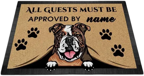 Miniatura 35 de Tapete personalizado con nombre de perro que mira al perro Cocker Spaniel, todos los invitados deben ser aprobados por alfombras para decoración