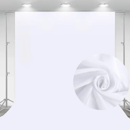 Aimosen Fondo blanco de 10 x 7 pies para fotografía, pantalla blanca pura profesional para sesión de fotos, cortina de tela de alta densidad para
