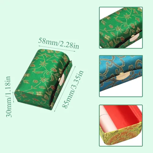 Miniatura 2 de Estuche de lápiz labial con espejo para lápiz labial, caja de almacenamiento mini portátil de doble rama floral joyería cosmética estuche paquete