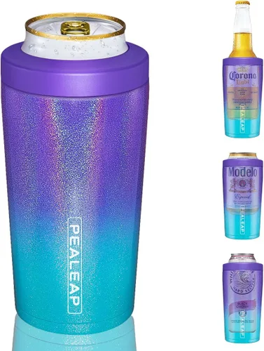 Miniatura 16 de Enfriador de latas delgado aislado 4 en 1 para latas de 12 oz y botellas de cerveza - Mantiene frío por 8 horas, fácil de sostener - Soporte