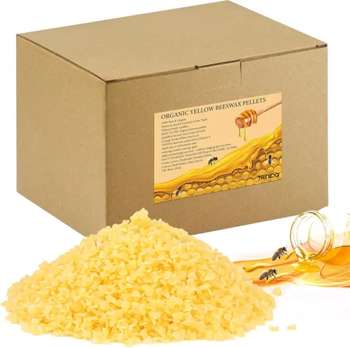 TRINIDa Bolitas de cera de abeja amarilla 5LB (80 oz), bolitas de cera de abeja orgánicas para velas DIY, cera de abeja para hacer velas, cuidado de