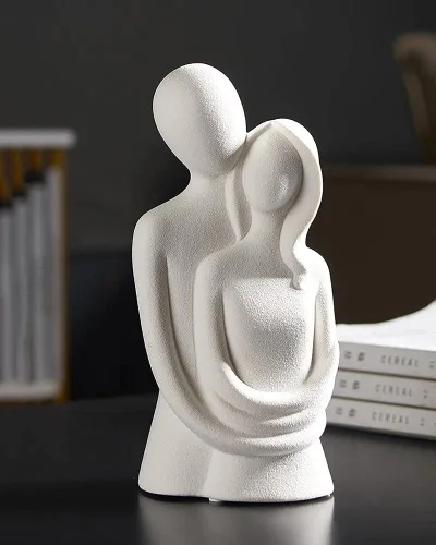 Miniatura 8 de HYFAN Estatua de amor abrazando pareja cerámica decoración romántica adorno figura regalo escultura significativa para dormitorio, hogar, oficina