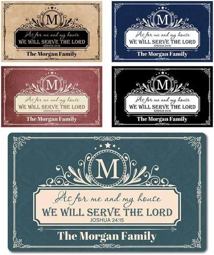 Miniatura 5 de Tapetes para puerta – Tapete vintage personalizado de bienvenida para el hogar, nombre de familia, perfil bajo, tapete personalizado para puerta