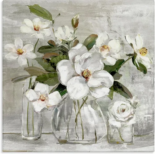 Miniatura 14 de Stupell Industries Carol Robinson, ramo de flores de aster, arte de pared en lienzo con diseño de ramo de flores moradas suaves, 17 x 17 pulgadas