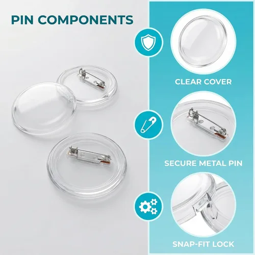 Miniatura 3 de NIIIYTYB Paquete de 10 pines de botón transparentes de 2.3 pulgadas, kit de botones para hacer tus propios botones acrílicos con juego