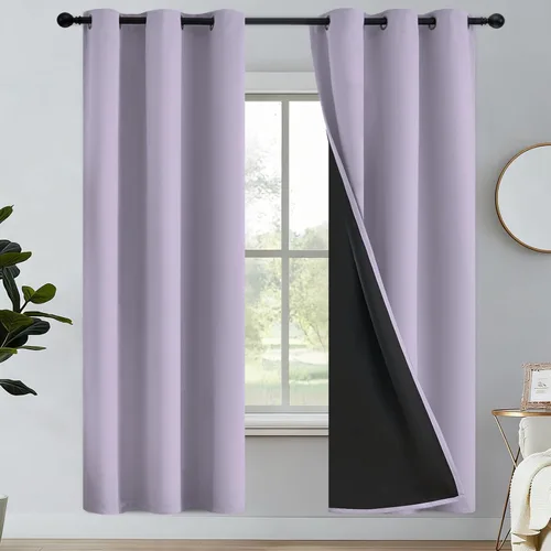 Miniatura 176 de Yakamok Cortinas negras, cortinas de ventana con aislamiento térmico y eficiencia energética para dormitorio, cortinas opacas completas y cortinas