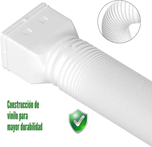 Miniatura 7 de Paquete de 2 extensiones flexibles de bajante de canalón, conector extensor de bajante de drenaje 21"-68", tornillos incluidos, blanco