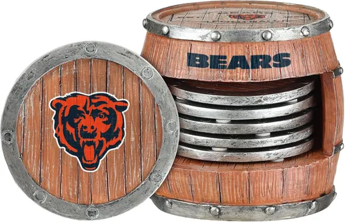 Miniatura 22 de FOCO NFL Team Logo 5-Pack Barrel Beverage Drink Coaster Set