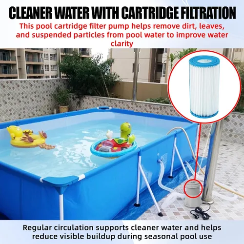 Miniatura 5 de TonGass Bomba de filtro de piscina de 300 GPH para piscinas pequeñas sobre el suelo, sistema de bomba de filtro de cartucho con GFCI, bomba