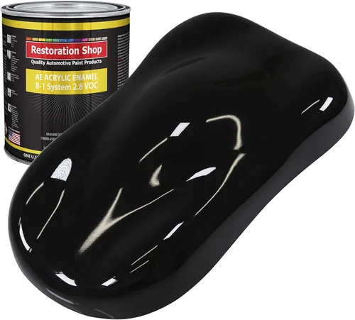 Restoration Shop - Pintura de auto de esmalte acrílico negro mate (brillo) - Pintura de color de cuarto de galón solamente - Recubrimiento