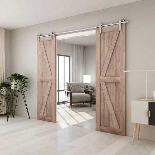 Miniatura 29 de TSMST Kit de herrajes para puerta corrediza de granero de 6.6 pies, riel de puerta de granero resistente de acero inoxidable para montaje superior