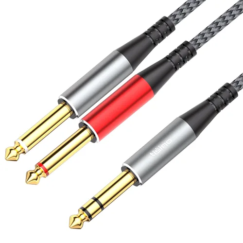 Tisino Cable divisor estéreo TRS en Y de 1/4 de pulgada, 3.3 pies, estéreo de 1/4 de pulgada a doble 0.250 in TS Mono Insert Y-Splitter TRS 1/4"