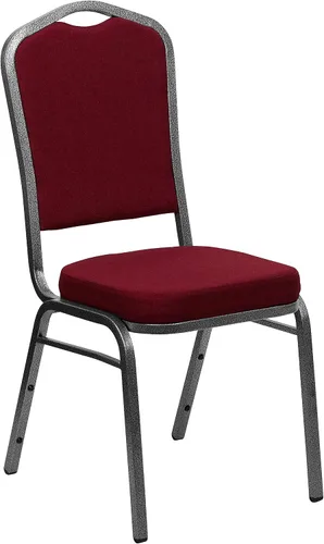 Miniatura 72 de Flash Furniture HERCULES Series - Silla apilable para banquetes con respaldo de corona en tela negra con estampado, marco de vena plateada Tela