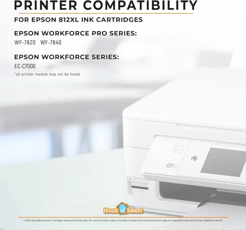 Miniatura 3 de Houseoftoners Remanufacturado para Epson T812XL Cartucho de tinta de alto rendimiento Epson T812XL Workforce Pro WF-C7000, WF-7820, WF-7844-Pack