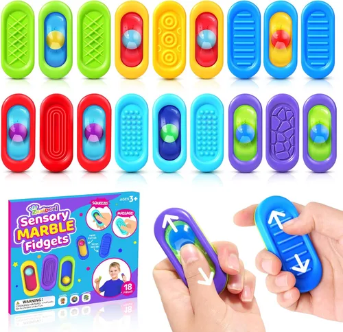 Miniatura 9 de Juguetes sensoriales de mármol para niños - 6 piezas de juguete antiestrés silencioso para el aula, juguetes sensoriales de gel para autismo TDAH