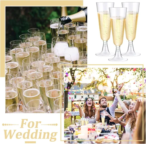 Miniatura 6 de CHENGU Paquete de 200 copas de champán de plástico de 5 onzas, copas de vino desechables para tostar, copas de champán para bodas, fiestas, copas