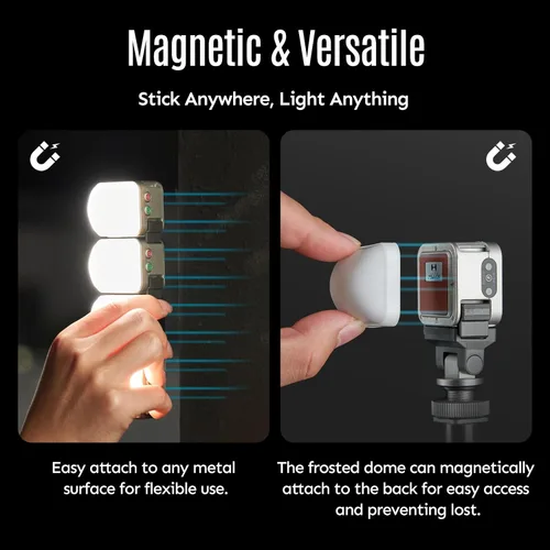 Miniatura 7 de Harlowe Atom 2 Pocket Duo Kit - Mini luz magnética para cámara de 2 W - Luz de llenado con sensor de movimiento recargable tipo C para vlogging