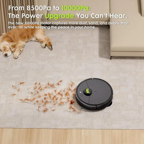 Miniatura 4 de Robot aspirador y trapeador, tecnología de corte sin enredos de pelo de mascotas, succión máxima de 10,000 Pa, navegación láser, láser