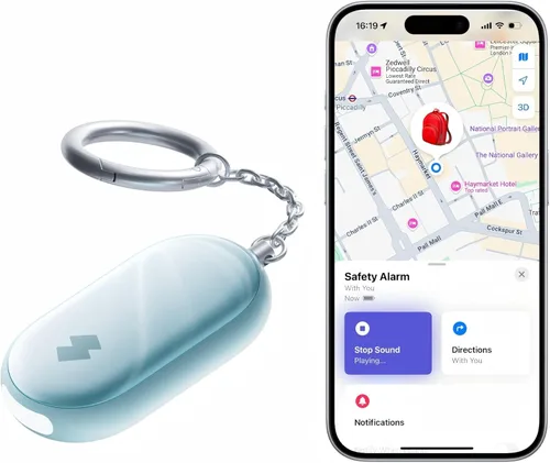 Miniatura 11 de Alarma de seguridad personal de 130 dB para mujeres con aplicación Apple Find My, sirena extra fuerte y luz estroboscópica, llavero de autodefensa
