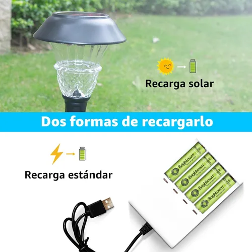 Miniatura 3 de Brightown Paquete de 4 baterías AA recargables – 1000 mAh 1.2 V NiMH batería de alta capacidad – Ideal para luces solares y dispositivos domésticos