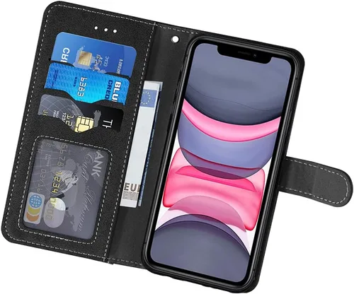 Miniatura 3 de Funda compatible con iPhone Xs X 10 y 10s y protector de pantalla de vidrio templado, funda para monedero, tarjetero con cordón, fundas