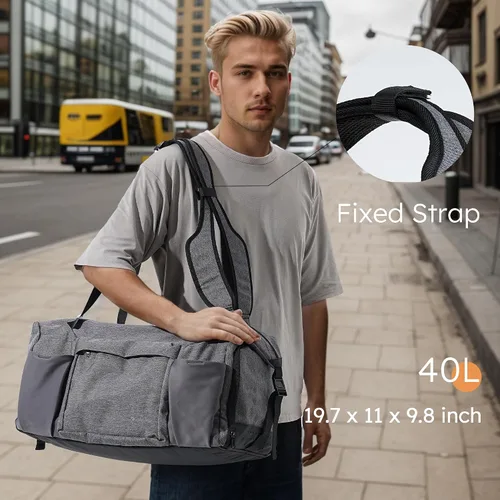 Miniatura 3 de Bolsa de gimnasio para hombre con compartimento para zapatos y bolsillo húmedo, bolsa de lona convertible y mochila de gimnasio, bolsas deportivas