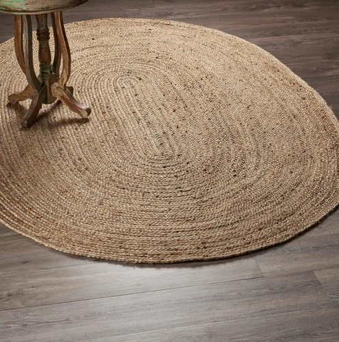 Miniatura 28 de LR Home - Alfombra ovalada de yute natural de 5 x 7 pies para decoración del hogar, alfombras trenzadas para sala de estar, dormitorio, sala