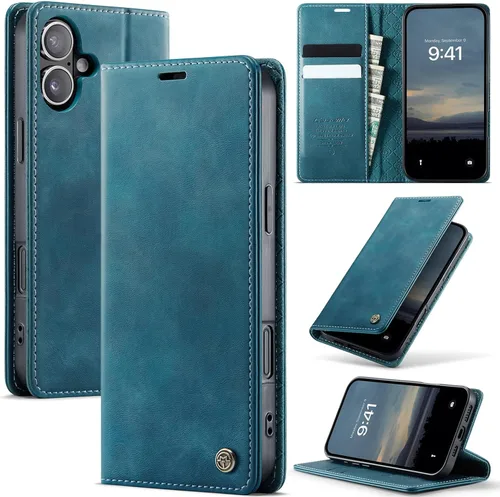 Miniatura 29 de Funda tipo cartera para iPhone 13 de piel tipo cartera con tarjetero y función atril, cierre magnético, bloqueo RFID, TPU a prueba de golpes