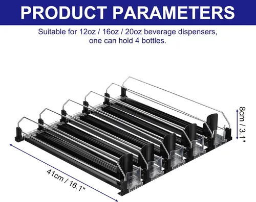 Miniatura 2 de uxcell Organizador de bebidas para refrigerador, organizador de latas de soda autoempujable, ancho ajustable, dispensador de bebidas, empujador