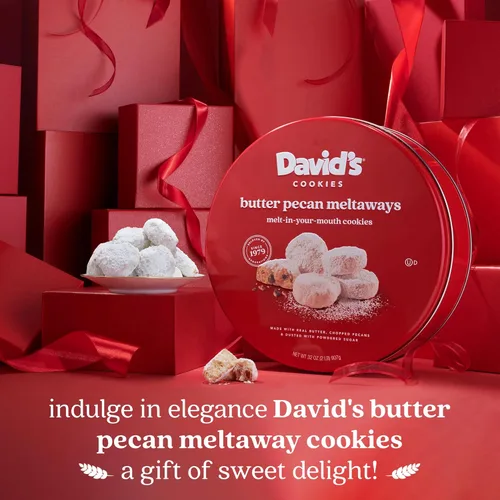 Miniatura 3 de Galletas Gourmet David's Cookies Butter Pecan Meltaway - Galletas de mantequilla con pecanas crujientes y azúcar en polvo de 32 onzas - Ingredientes