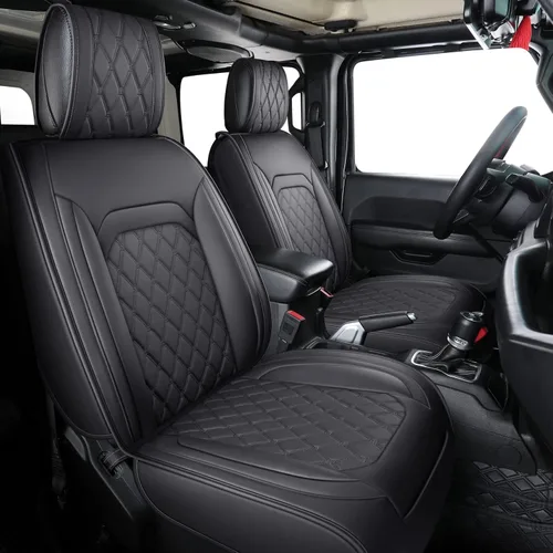 Miniatura 9 de Aierxuan Jeep Wrangler JK JL - Fundas para el asiento delantero, de ajuste personalizado, 2/4 puertas, para camionetas 2007-2026 Unlimited X Rubicon